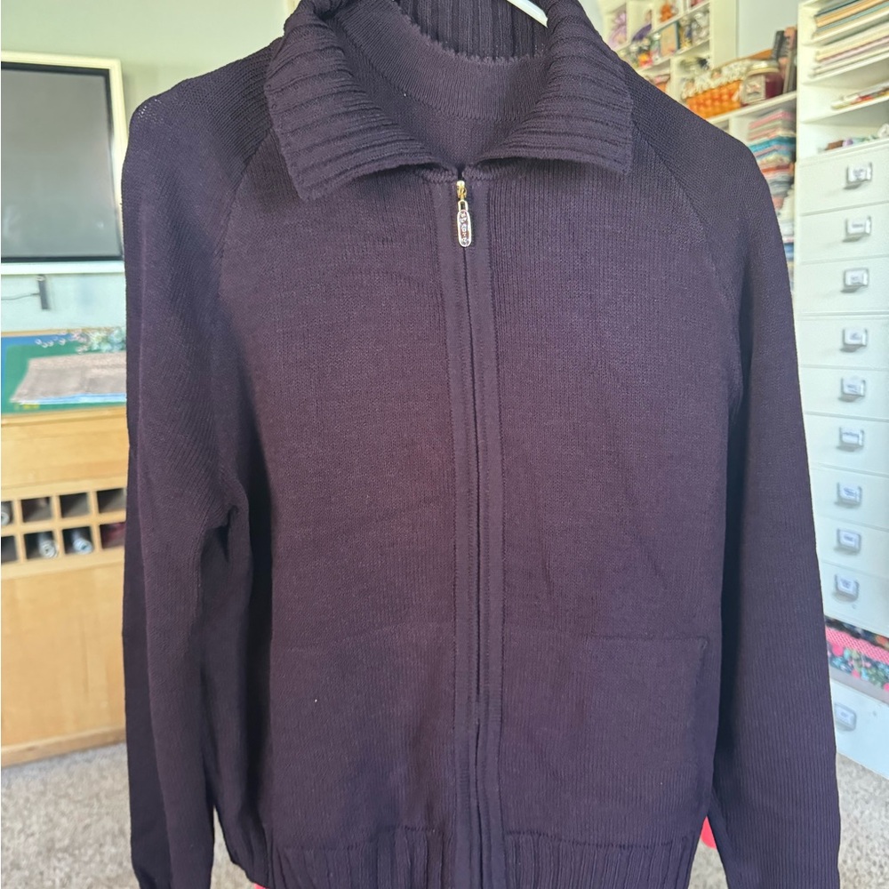 St. John Purple Knit set. Includes SweaterJacket with Collar, tank, and pants